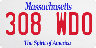 MA license plate 308WD0