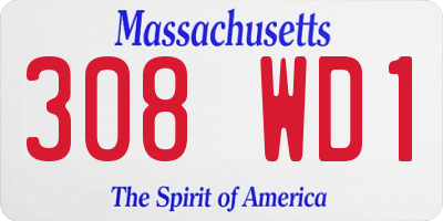MA license plate 308WD1