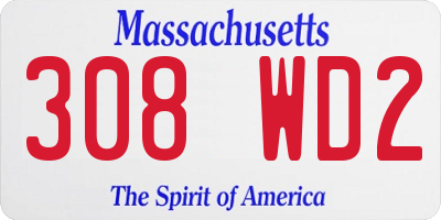 MA license plate 308WD2