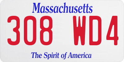 MA license plate 308WD4