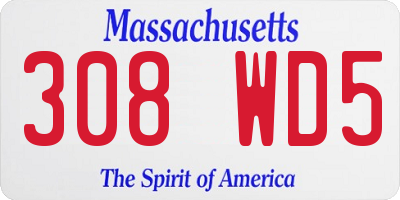 MA license plate 308WD5