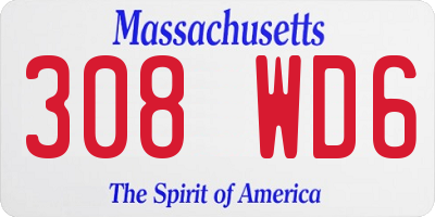 MA license plate 308WD6