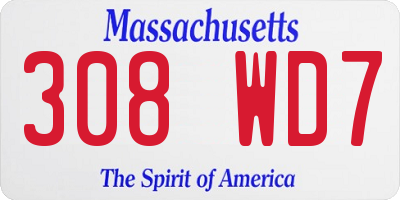 MA license plate 308WD7