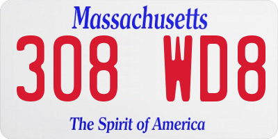 MA license plate 308WD8