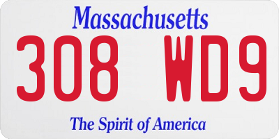 MA license plate 308WD9