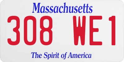 MA license plate 308WE1