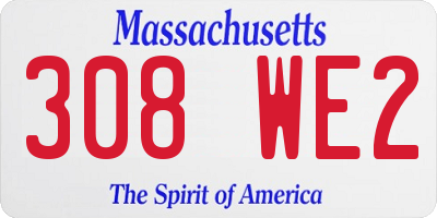 MA license plate 308WE2