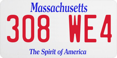 MA license plate 308WE4