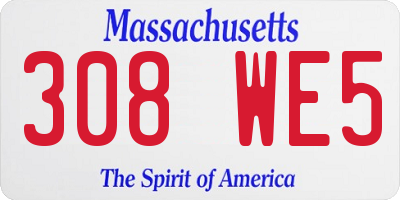 MA license plate 308WE5