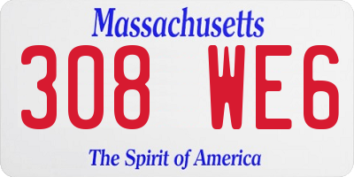 MA license plate 308WE6