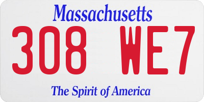 MA license plate 308WE7