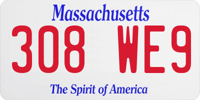 MA license plate 308WE9
