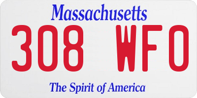 MA license plate 308WF0
