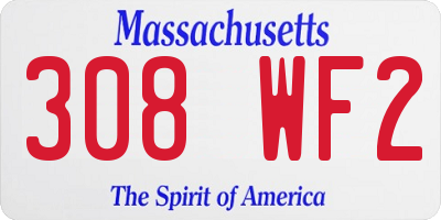 MA license plate 308WF2