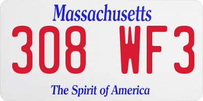 MA license plate 308WF3