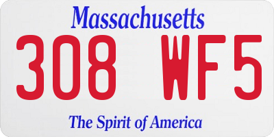 MA license plate 308WF5