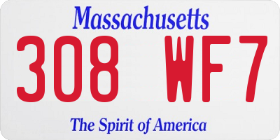 MA license plate 308WF7