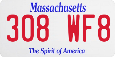 MA license plate 308WF8