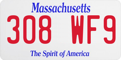MA license plate 308WF9