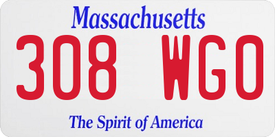 MA license plate 308WG0