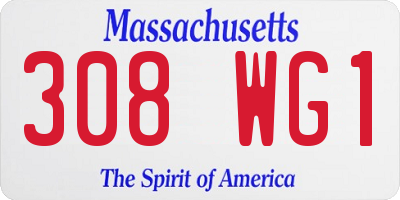 MA license plate 308WG1