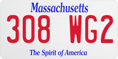 MA license plate 308WG2