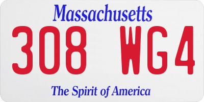 MA license plate 308WG4