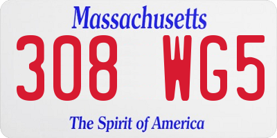 MA license plate 308WG5