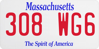 MA license plate 308WG6
