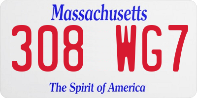 MA license plate 308WG7