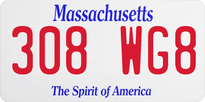 MA license plate 308WG8