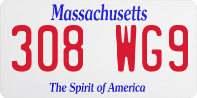MA license plate 308WG9