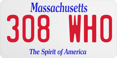 MA license plate 308WH0