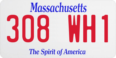 MA license plate 308WH1