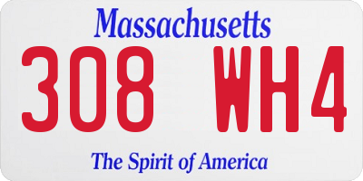MA license plate 308WH4