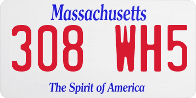 MA license plate 308WH5