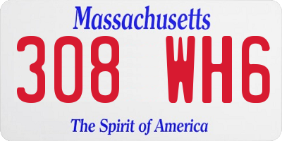 MA license plate 308WH6