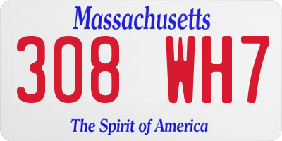 MA license plate 308WH7