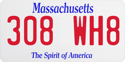 MA license plate 308WH8