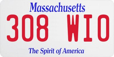 MA license plate 308WI0