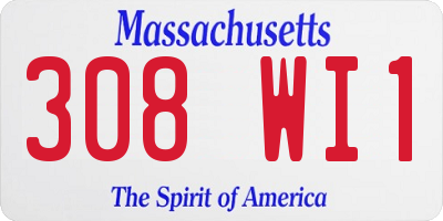 MA license plate 308WI1
