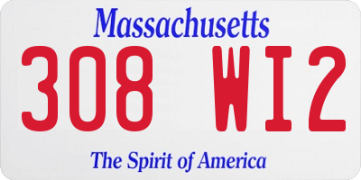 MA license plate 308WI2