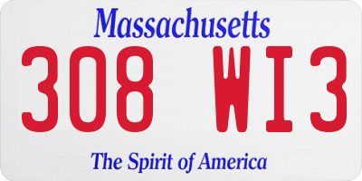 MA license plate 308WI3