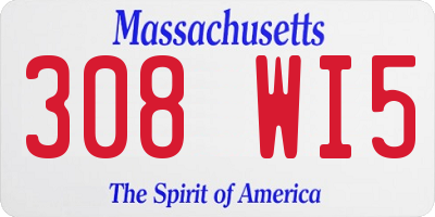 MA license plate 308WI5