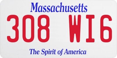 MA license plate 308WI6