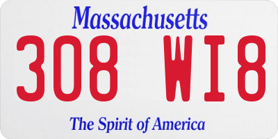 MA license plate 308WI8