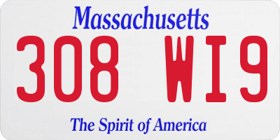 MA license plate 308WI9