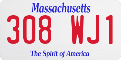 MA license plate 308WJ1