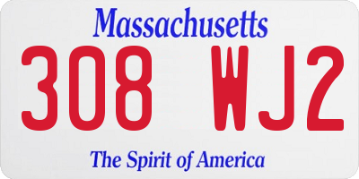 MA license plate 308WJ2