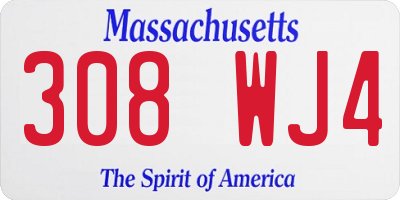 MA license plate 308WJ4